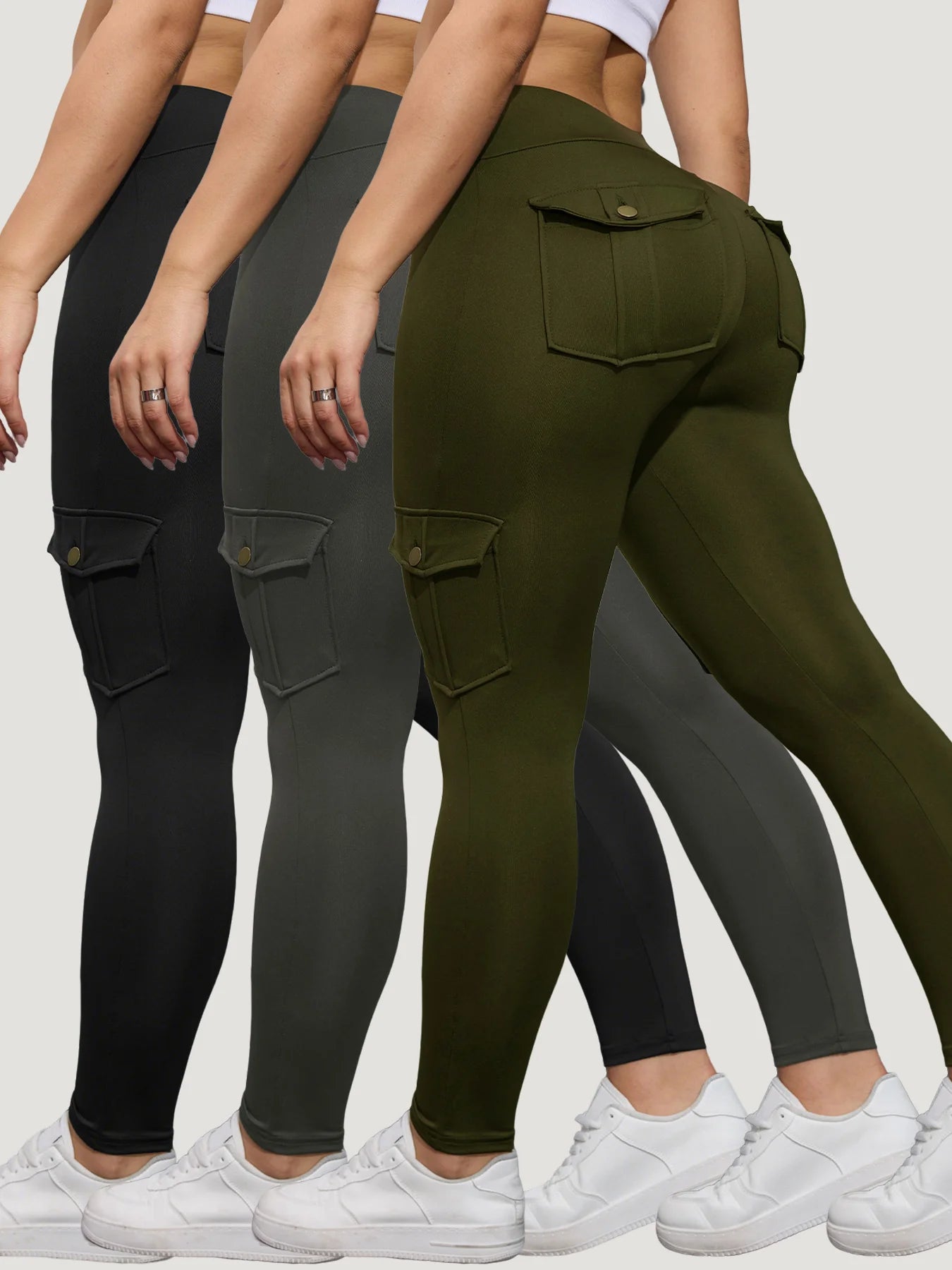 1/2/3 Pcs Seamless Yoga Cargo Leggings with Pocket Women Fashion Hip Lifting Sport Pants High Waist Fitness Elastic Slim Tight